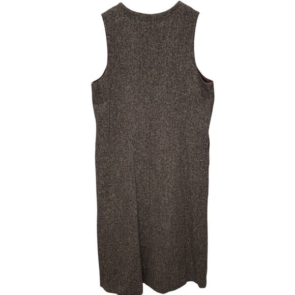 Vintage Orvis Wool Jumper Sleeveless Dress Size 18 Brown Button Front Tweed - Picture 2 of 5
